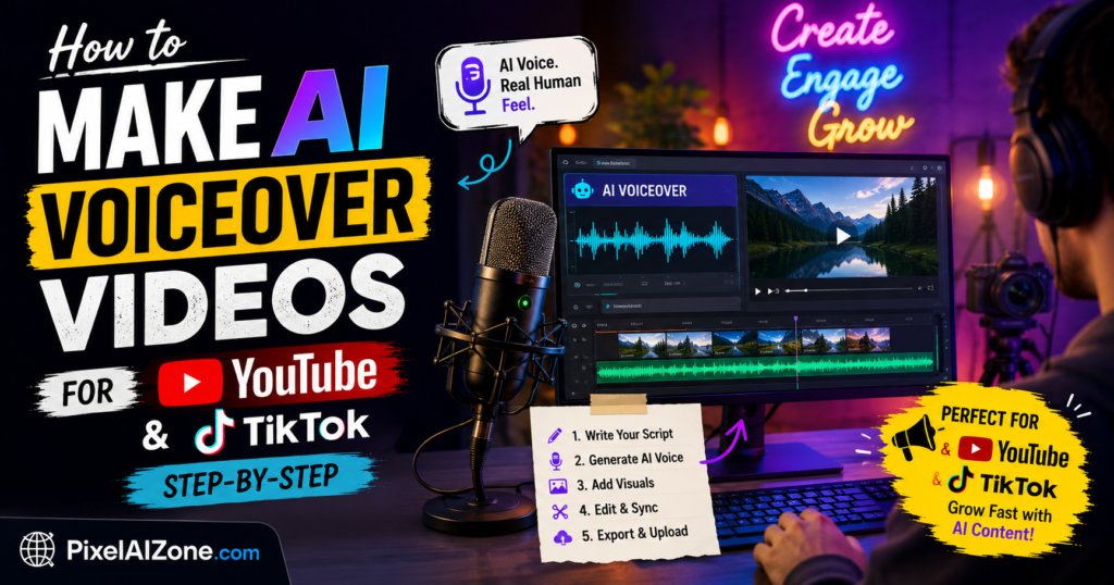 How to make AI voiceover videos for YouTube and TikTok using ElevenLabs and Fliki AI step by step guide