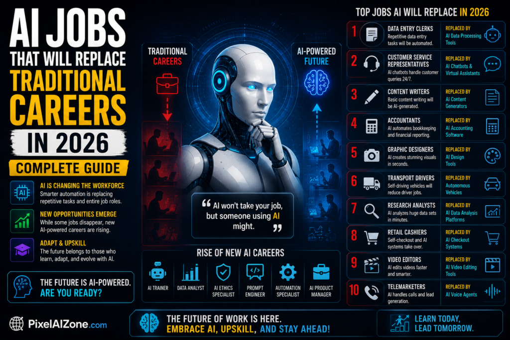 AI jobs in 2026 replacing traditional careers with artificial intelligence future work concept