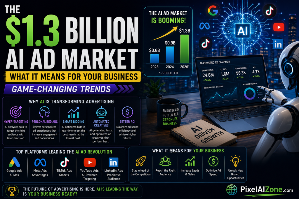 The $1.3 billion AI ad market in 2026 showing AI-driven advertising growth and business impact on digital marketing