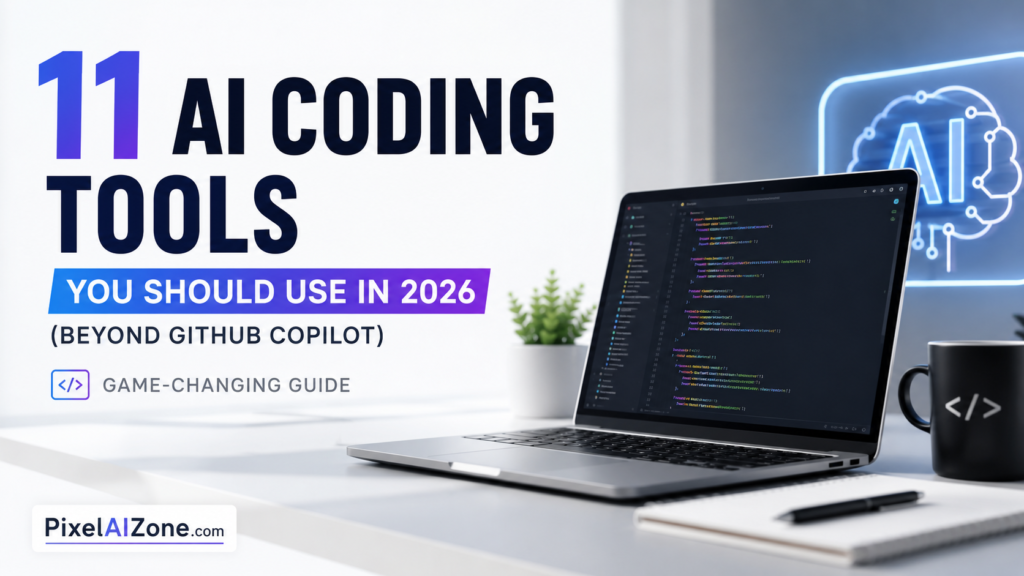 AI coding tools 2026 beyond GitHub Copilot showing Cursor Windsurf Claude Code and open source alternatives for developers with laptop interface