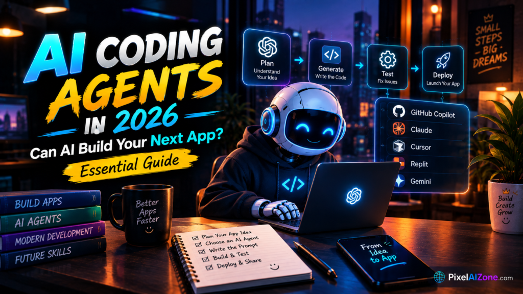 AI coding agents in 2026 can AI build your next app showing terminal AI assistant developer coding interface and software development