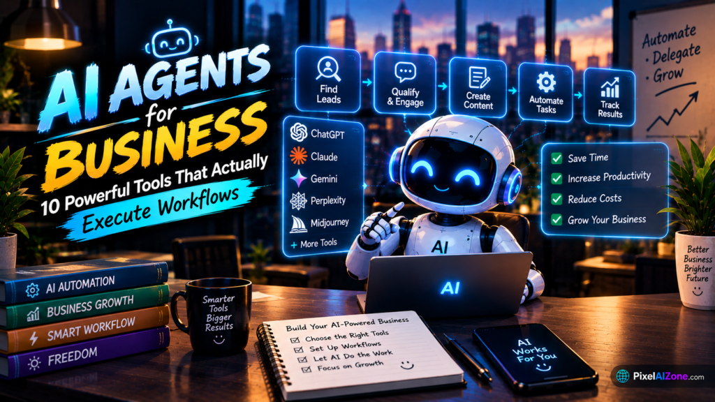 AI agents for business in 2026 showing 10 powerful tools that execute workflows including Salesforce Microsoft Copilot and ServiceNow
